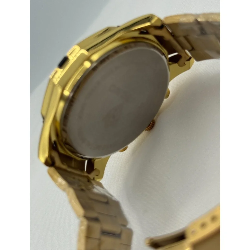 Binbond Gold Colored Stainless Steel Waterproof Luminous Quartz Watch - NEW